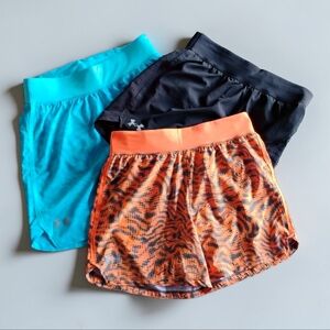 Bundle of 3 Under Armour Women's Athletic Shorts - Turquoise, Black & Orange